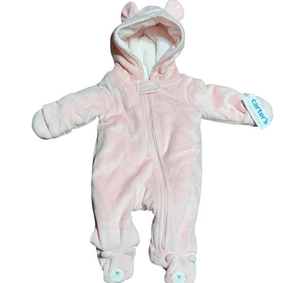 Carters Just One You fleece footie suit light pink size NB - Picture 1 of 6